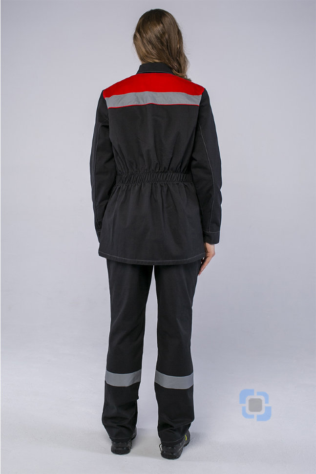 Костюм женский Смена (тк.Саржа,250) брюки, т.серый/красный