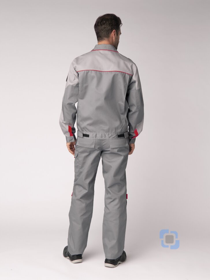 Костюм Союз-Профессионал-1 (тк.Балтекс,240) брюки, серый/св.серый/красный