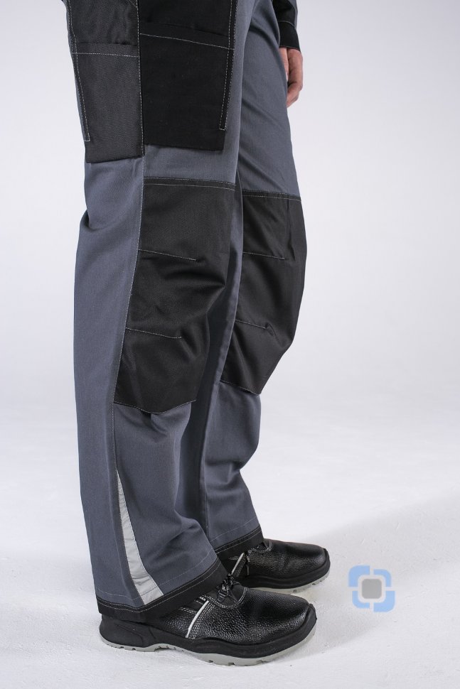 Костюм Милан (тк.Карелия,260) брюки, серый/черный. 80% хлопок / 20% полиэфир