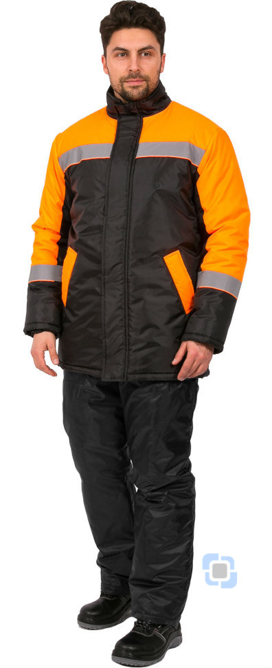 Куртка зимняя Стандарт (тк.Оксфорд), черный/оранжевый