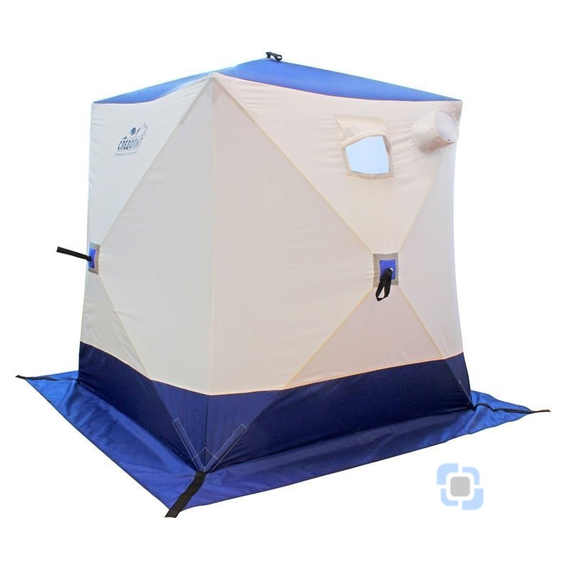 Палатка зимняя куб СЛЕДОПЫТ 1,5 х1,5 м, Oxford 240D PU 2000, 2-местная, цв. бело-синий.