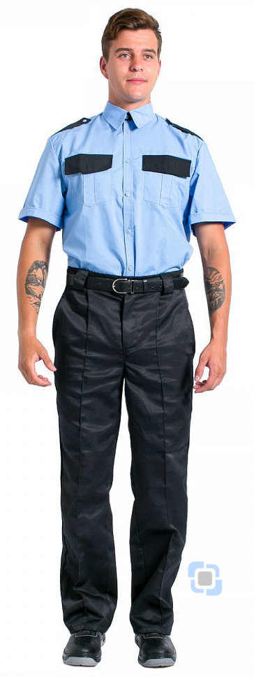 Рубашка охранника с коротким рукавом мужская, голубой